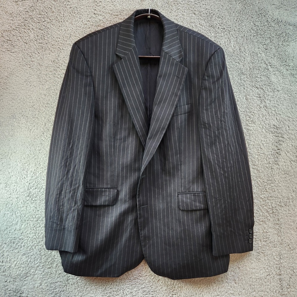 Alexandre Blazer Jacket Mens 44 Black White Pinstriped Notch Lapel Career Formal
